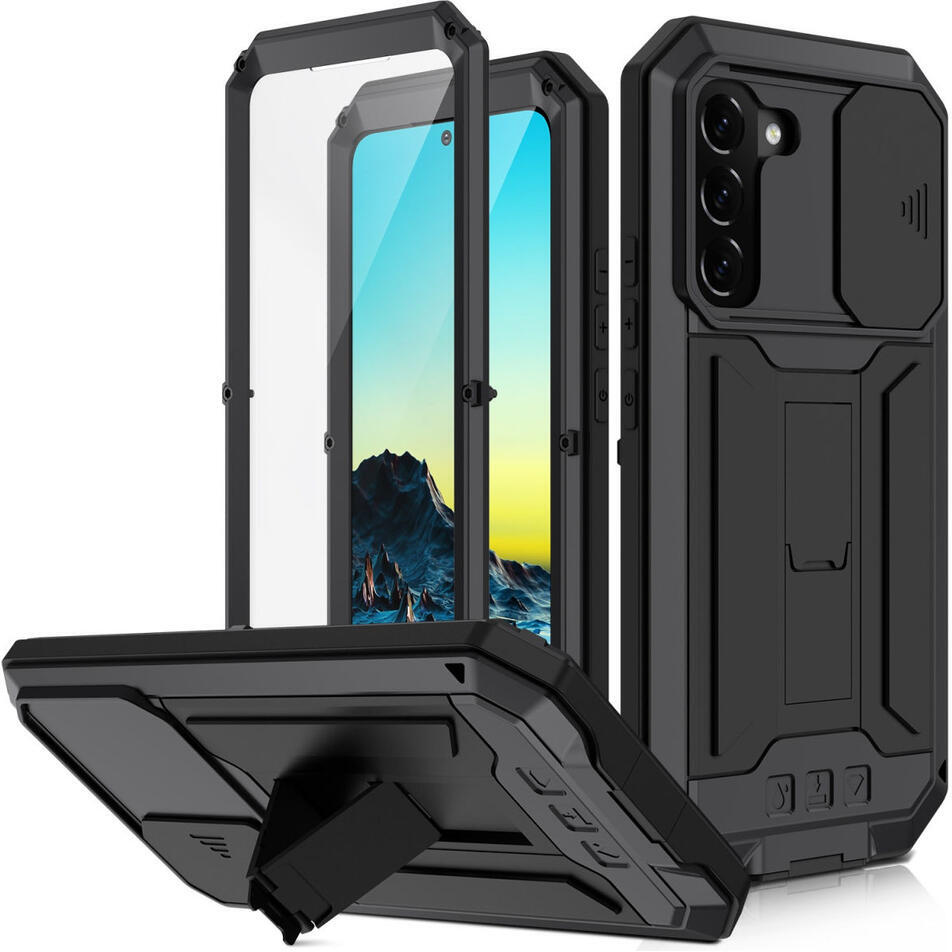 R-Just Sliding Camera Samsung Galaxy S22 Hoesje Waterdicht Zwart afbeelding 1