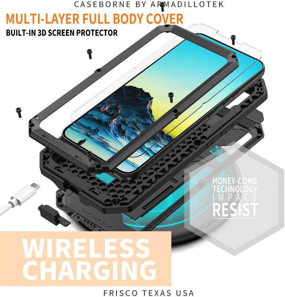 R-Just Sliding Camera Samsung Galaxy S22 Hoesje Waterdicht Zwart afbeelding 2