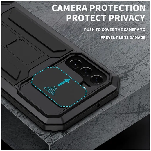 R-Just Sliding Camera Samsung Galaxy S22 Hoesje Waterdicht Zwart afbeelding 4