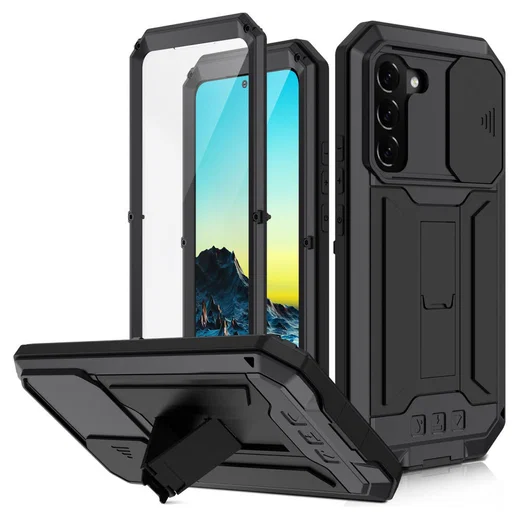 R-Just Sliding Camera Samsung Galaxy S22 Plus Hoesje Waterdicht Zwart afbeelding 1