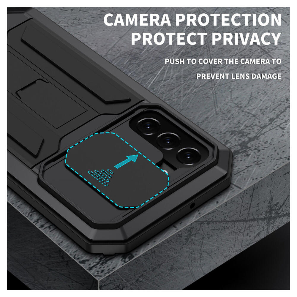R-Just Sliding Camera Samsung Galaxy S22 Plus Hoesje Waterdicht Zwart afbeelding 4