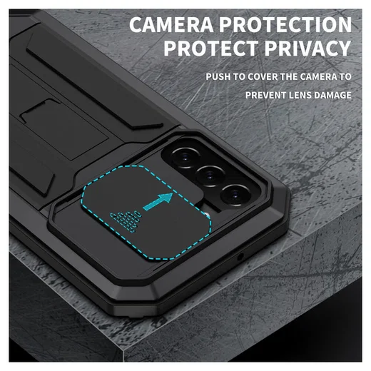 R-Just Sliding Camera Samsung Galaxy S22 Plus Hoesje Waterdicht Zwart afbeelding 4