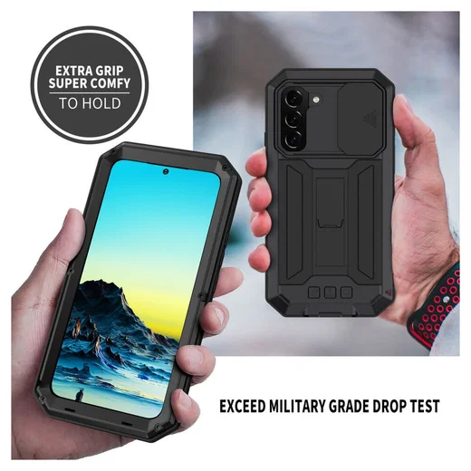 R-Just Sliding Camera Samsung Galaxy S22 Plus Hoesje Waterdicht Zwart afbeelding 5