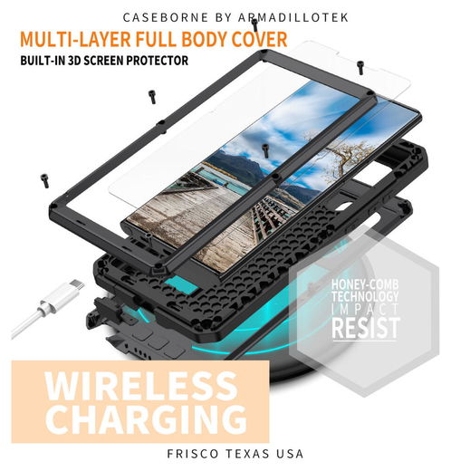 R-Just Sliding Camera Samsung Galaxy S22 Ultra Hoesje Waterdicht Zwart afbeelding 2