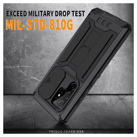 R-Just Sliding Camera Samsung Galaxy S22 Ultra Hoesje Waterdicht Zwart afbeelding 6