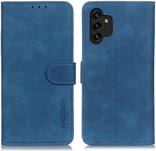 KHAZNEH Samsung Galaxy A13 4G Hoesje Retro Wallet Book Case Blauw afbeelding 4