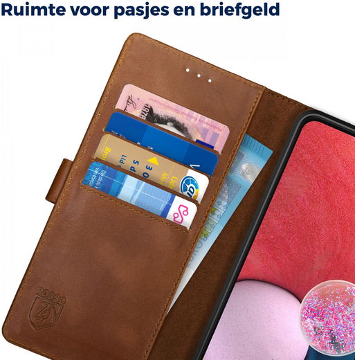 Rosso Deluxe Samsung Galaxy A13 4G Hoesje Wallet Case Echt Leer Bruin afbeelding 5