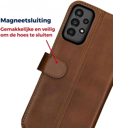 Rosso Deluxe Samsung Galaxy A13 4G Hoesje Wallet Case Echt Leer Bruin afbeelding 6