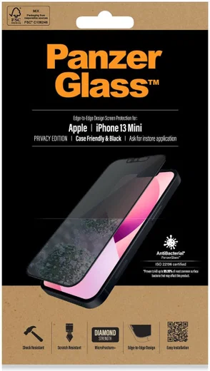 PanzerGlass iPhone 13 Mini Privacy Glass Case Friendly Antibacterieel afbeelding 1