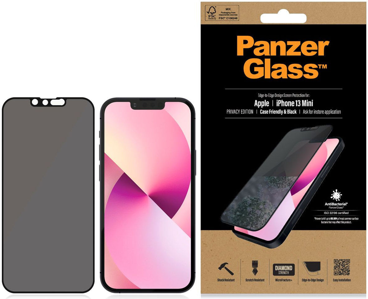 PanzerGlass iPhone 13 Mini Privacy Glass Case Friendly Antibacterieel afbeelding 5