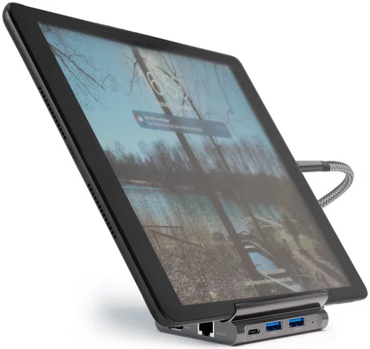 4smarts 7-in-1 Hub met Universele Tablet en Telefoonstandaard Grijs afbeelding 5