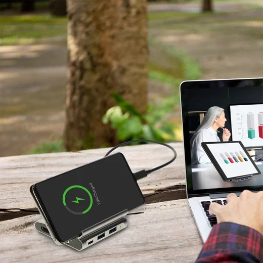 4smarts 7-in-1 Hub met Universele Tablet en Telefoonstandaard Grijs afbeelding 7