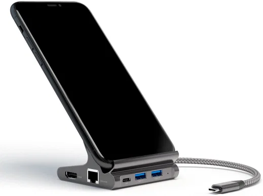 4smarts 7-in-1 Hub met Universele Tablet en Telefoonstandaard Grijs afbeelding 4