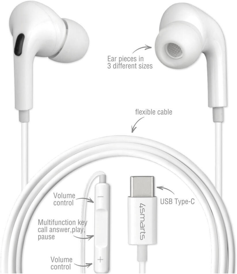 4Smarts Melody Digital Basic Headset USB-C Oordopjes Wit afbeelding 5