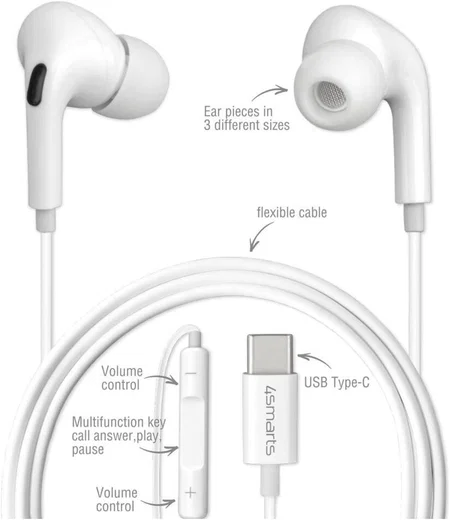 4Smarts Melody Digital Basic Headset USB-C Oordopjes Wit afbeelding 5