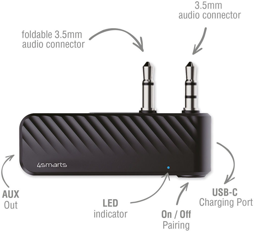 4smarts Bluetooth Audio Transmitter B9 voor Aux Apparaten Zwart afbeelding 5
