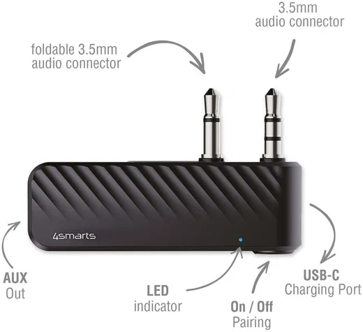 4smarts Bluetooth Audio Transmitter B9 voor Aux Apparaten Zwart afbeelding 5