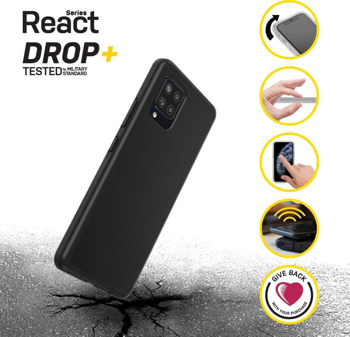 OtterBox React Samsung Galaxy A42 Hoesje Back Cover Transparant Zwart afbeelding 3