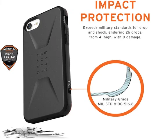 Urban Armor Gear Civilian iPhone SE (2020/2022) / 8 / 7 Hoesje Zwart afbeelding 6