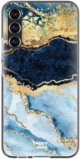 HappyCase Samsung Galaxy S22 Hoesje Flexibel TPU Blauw Marmer Print afbeelding 1