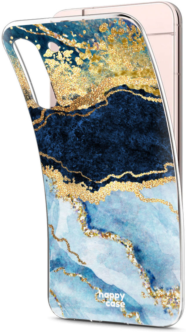 HappyCase Samsung Galaxy S22 Hoesje Flexibel TPU Blauw Marmer Print afbeelding 2