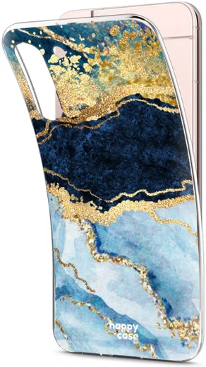 HappyCase Samsung Galaxy S22 Hoesje Flexibel TPU Blauw Marmer Print afbeelding 2