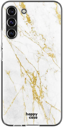 HappyCase Samsung Galaxy S22 Hoesje Flexibel TPU Wit Marmer Print afbeelding 1