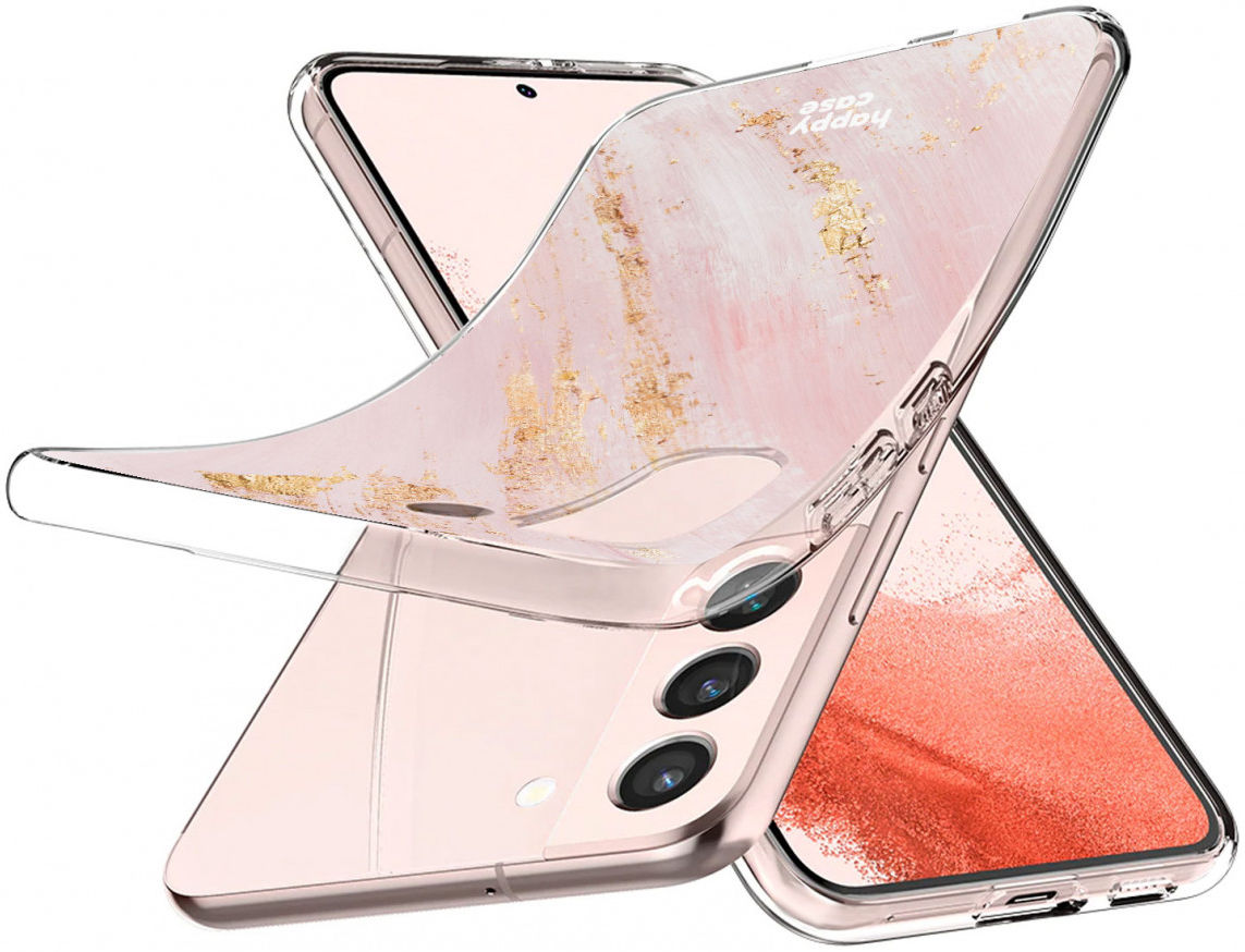 HappyCase Samsung Galaxy S22 Hoesje Flexibel TPU Pink Marmer Print afbeelding 8