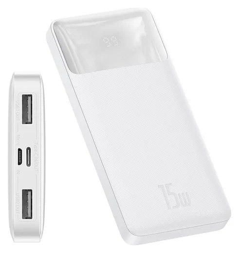 Baseus Bipow 10.000 mAh Powerbank Reisformaat Met Display Wit 15W afbeelding 12