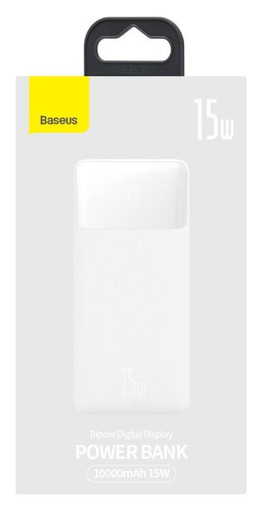 Baseus Bipow 10.000 mAh Powerbank Reisformaat Met Display Wit 15W afbeelding 15