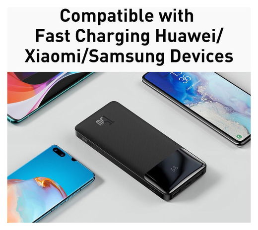 Baseus Bipow 20.000 mAh USB-C Powerbank Reisformaat Met Display Wit afbeelding 8