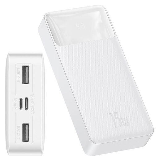 Baseus Bipow 20.000 mAh USB-C Powerbank Reisformaat Met Display Wit afbeelding 11