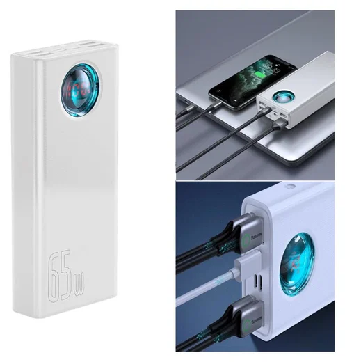 Baseus Amblight 30.000 mAh Extra Krachtige Powerbank Wit 65W afbeelding 9