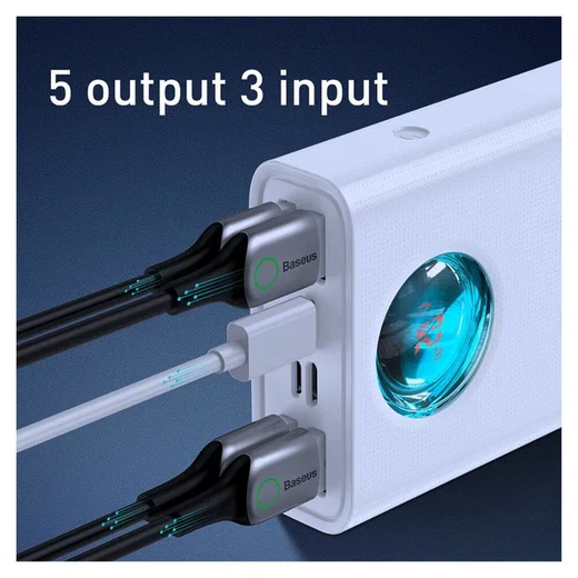 Baseus Amblight 30.000 mAh Extra Krachtige Powerbank Wit 65W afbeelding 7