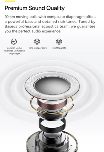 Baseus Bowie M2 Volledig Draadloze Bluetooth 5.2 Oordopjes Zwart afbeelding 12
