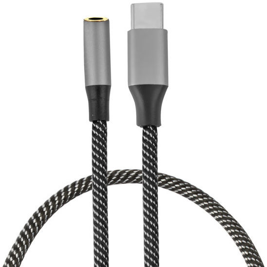 4smarts USB-C naar 3.5mm Jack (Female) Aux Kabel Connector Grijs afbeelding 1