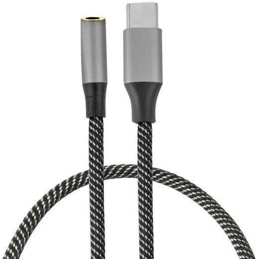 4smarts USB-C naar 3.5mm Jack (Female) Aux Kabel Connector Grijs afbeelding 1