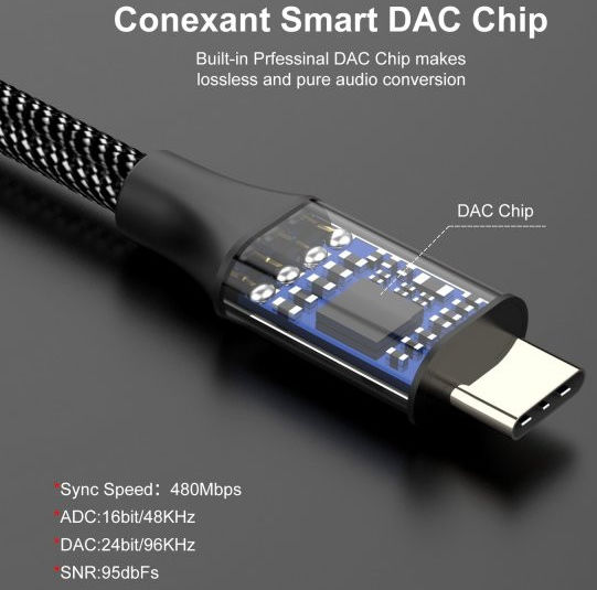 4smarts USB-C naar 3.5mm Jack (Female) Aux Kabel Connector Grijs afbeelding 4