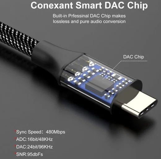 4smarts USB-C naar 3.5mm Jack (Female) Aux Kabel Connector Grijs afbeelding 4