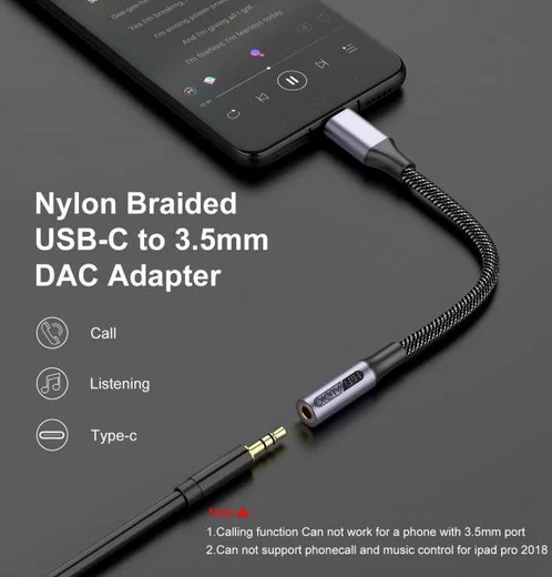 4smarts USB-C naar 3.5mm Jack (Female) Aux Kabel Connector Grijs afbeelding 6