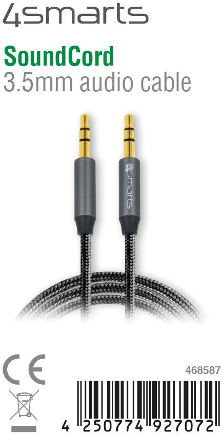 4smarts SoundCord 3.5mm Jack naar 3.5mm Jack Aux Kabel 1 Meter Zwart afbeelding 3