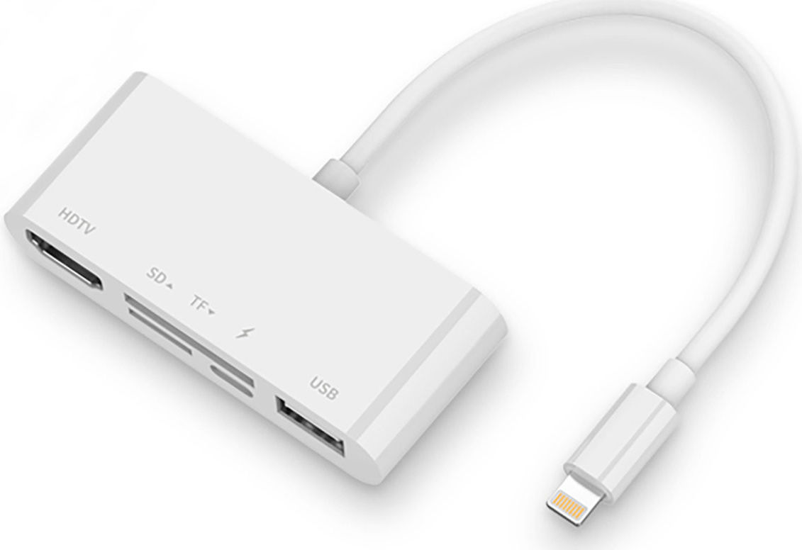 4smarts 5-in-1 Hub Lightning naar USB 2.0/HDMI/SD/Micro SD Wit afbeelding 2