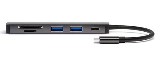 4Smarts 6-in-1 Hub USB-A / USB-C / Micro SD / SD-kaart / HDMI Grijs afbeelding 1