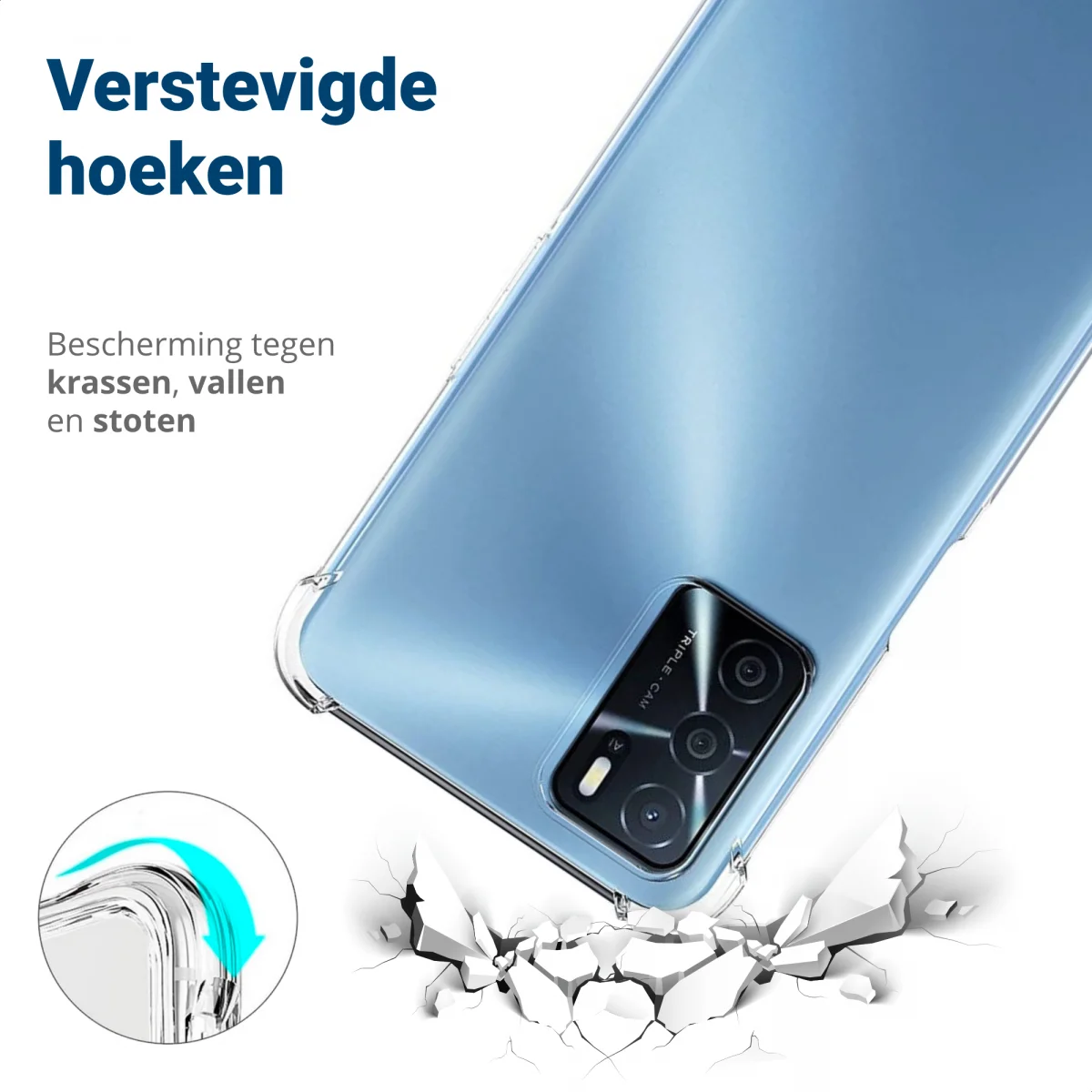 Oppo A16 / A16s / A54S Hoesje Schokbestendig en Dun TPU Transparant afbeelding 2