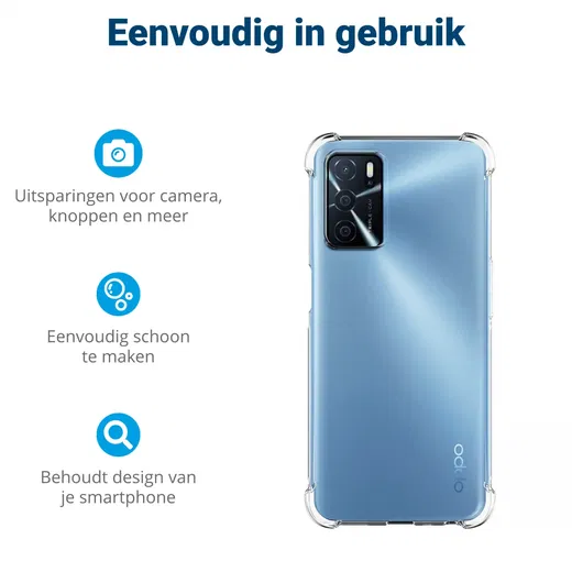 Oppo A16 / A16s / A54S Hoesje Schokbestendig en Dun TPU Transparant afbeelding 5