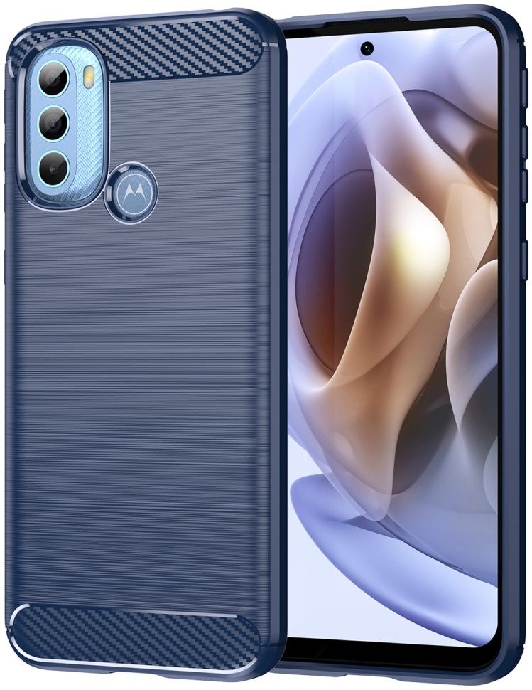 Motorola Moto G31/G41 Hoesje Geborsteld TPU Flexibele Back Cover Blauw afbeelding 1