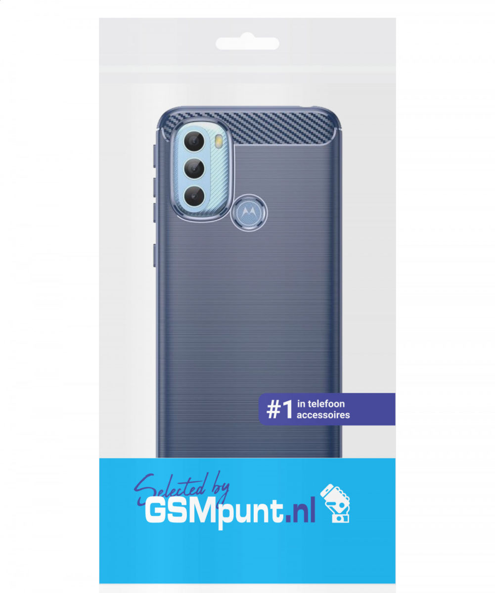 Motorola Moto G31/G41 Hoesje Geborsteld TPU Flexibele Back Cover Blauw afbeelding 2