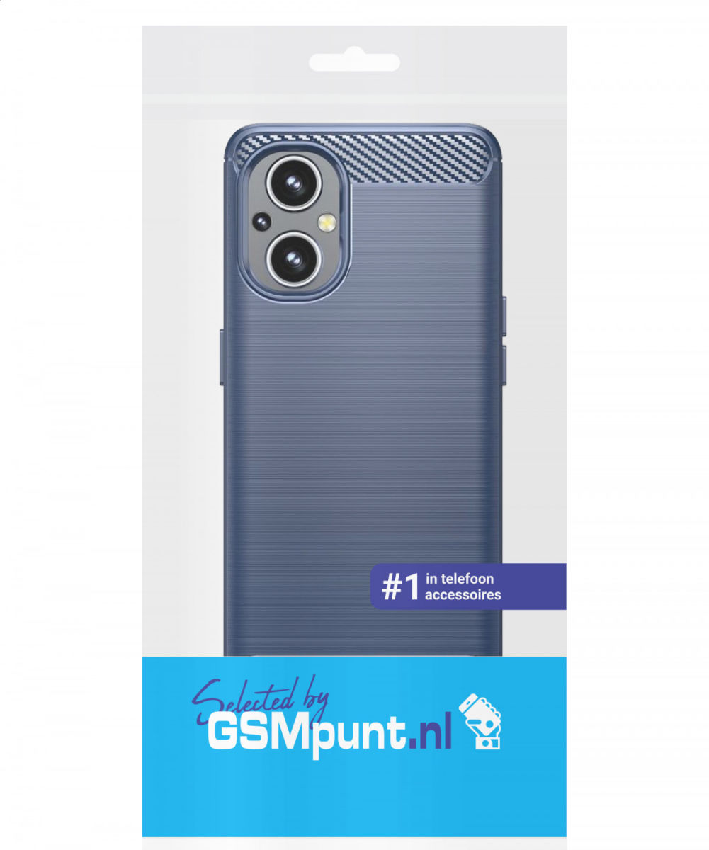 Oppo Reno 8 Lite Hoesje Geborsteld TPU Back Cover Blauw afbeelding 2