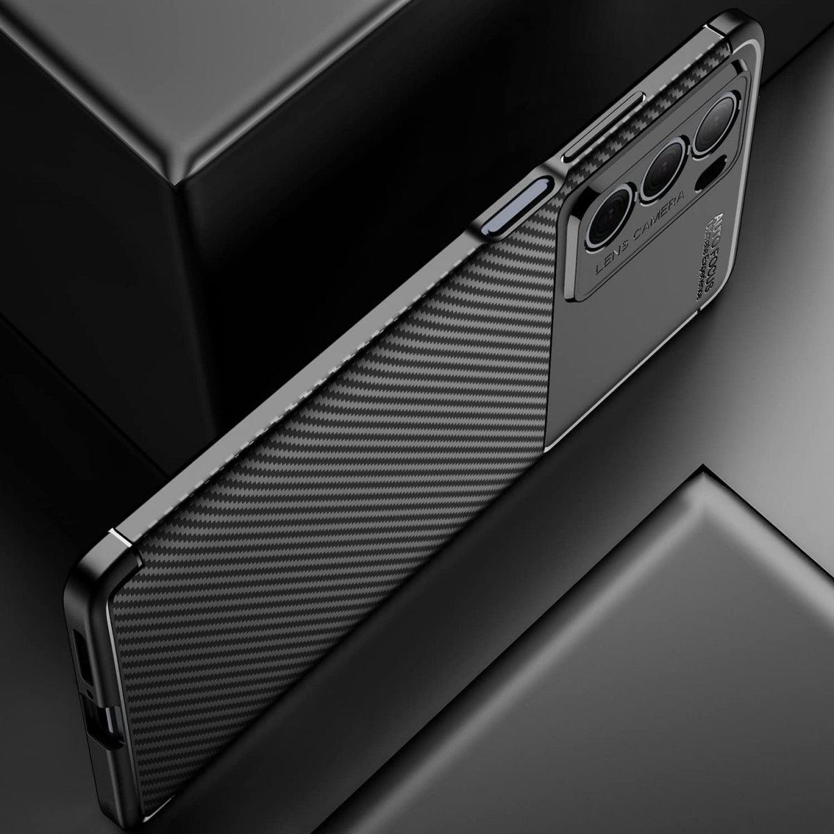 Motorola Moto G200 5G Hoesje Siliconen Carbon TPU Back Cover Zwart afbeelding 6