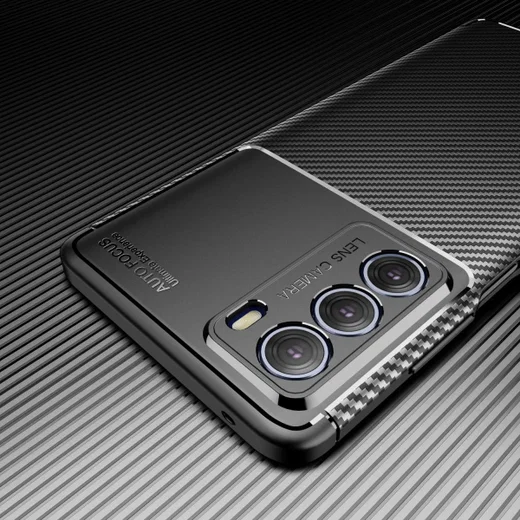 Motorola Moto G200 5G Hoesje Siliconen Carbon TPU Back Cover Zwart afbeelding 8